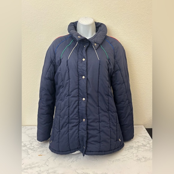 Aspen Jackets & Blazers - Vintage Aspen Puffer Jacket Women’s S Blue Color Striped Full Zip Snap Coat